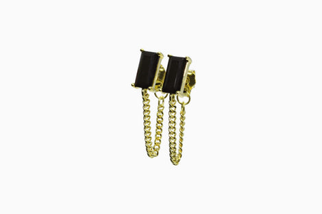 Ameya अमेय | Onyx | Ohrstecker mit Kette | 18K Vermeil Vergoldung